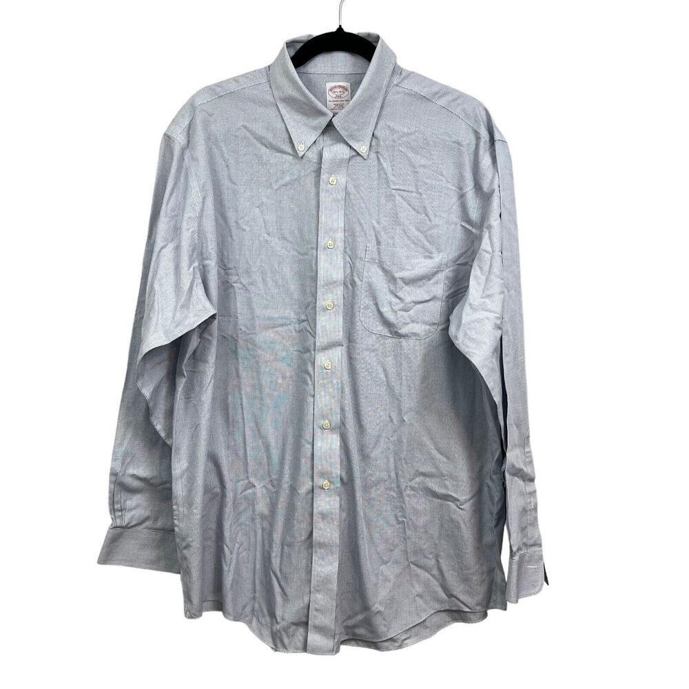 Brooks Brothers Mens 346 Button Down Shirt Long Sleeves Pocket Blue Sz 4/5 16.5*